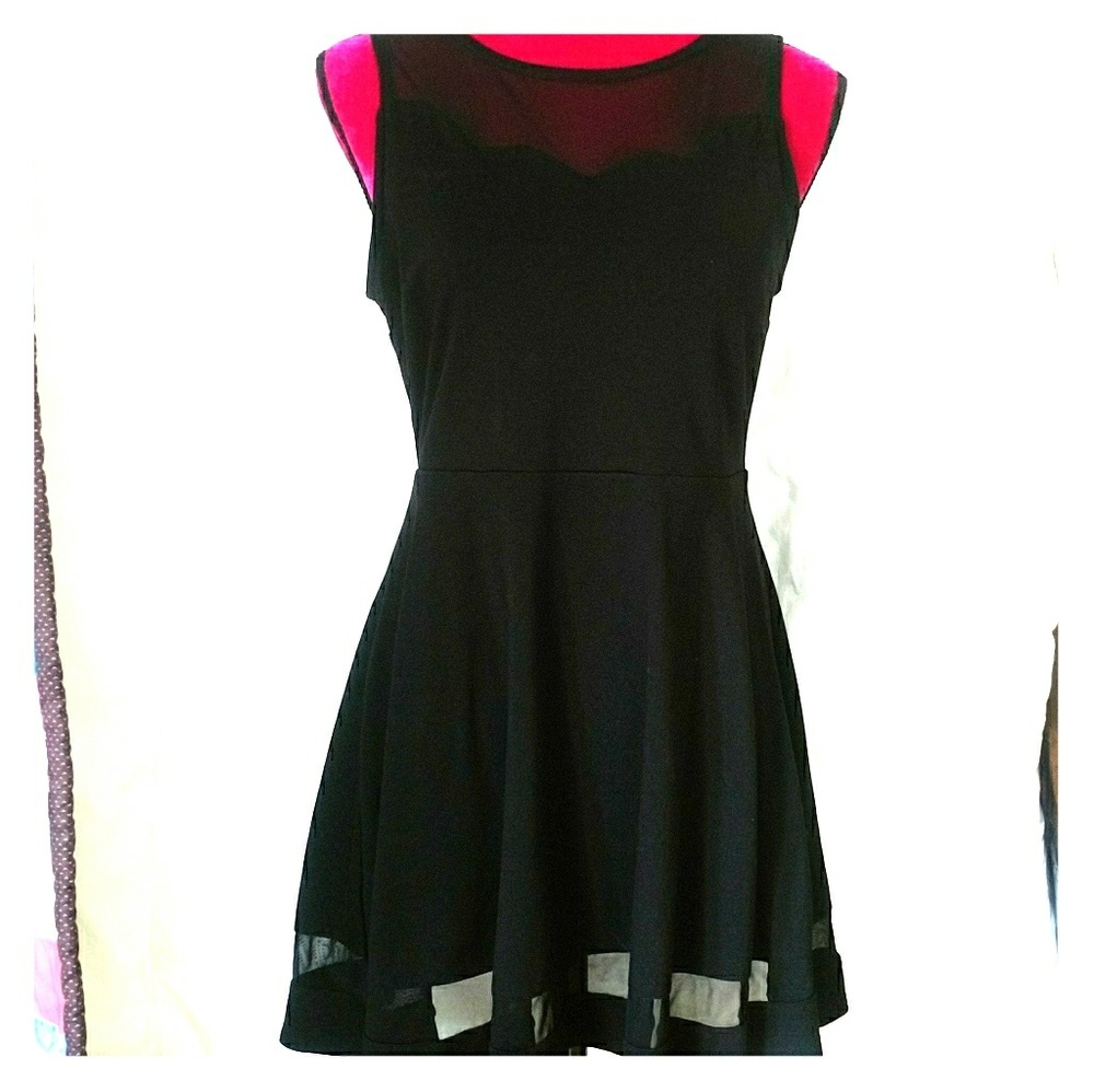 Fit n' flare mesh skater dress